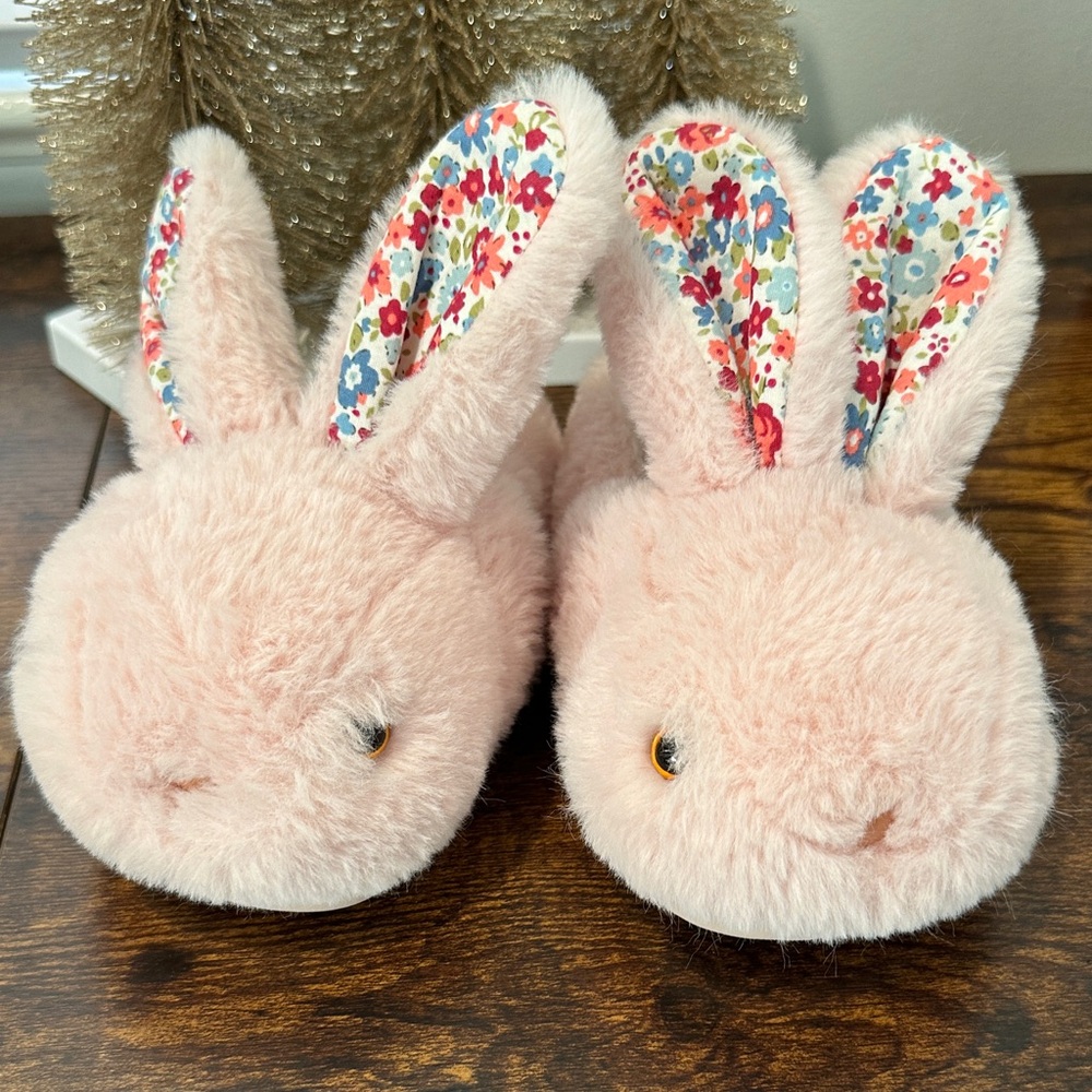 Floral Ear Pink Bunny Slippers